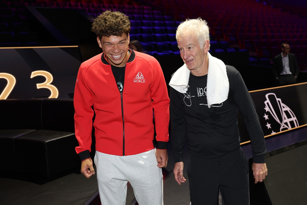 Team World's Ben Shelton and John McEnroe at the Laver Cup in Vancouver