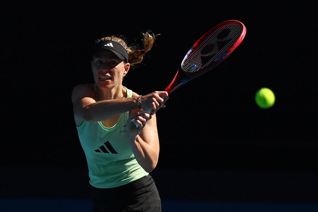 Angelique Kerber trains for AO 2024