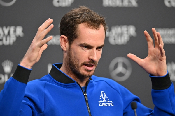 Andy Murray speaking at a Laver Cup press conference in 2022