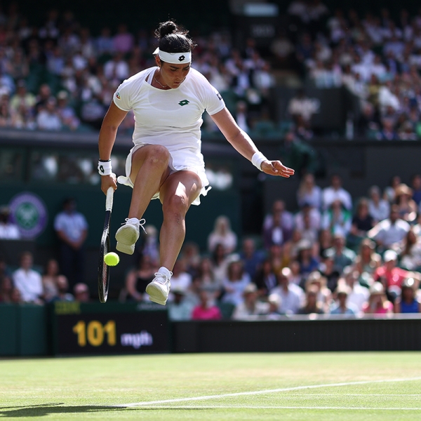 Ons Jabeur in action during her third-round win over Garbine Muguruza at Wimbledon